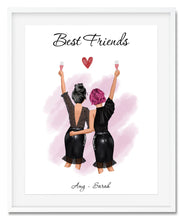 Load image into Gallery viewer, Personalised Girls Best Friend BFF Print Watercolour Print (Up To 5 Girls)
