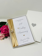 Load image into Gallery viewer, 18th Wedding Anniversary Card - Porcelain 18 Year Eighteenth Anniversary Luxury Greeting Card, Personalised
