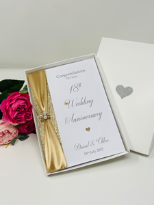 18th Wedding Anniversary Card - Porcelain 18 Year Eighteenth Anniversary Luxury Greeting Card, Personalised