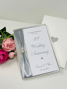 16th Wedding Anniversary Card - Silver Holloware 16 Year Sixteenth Anniversary Luxury Greeting Card