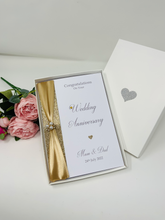 Load image into Gallery viewer, Mum and Dad Wedding Anniversary Card - Any Year Anniversary Luxury Greeting Card Personalised
