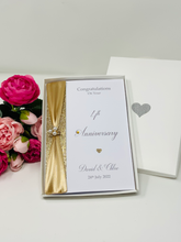 Load image into Gallery viewer, 4th Anniversary Card - Linen 4 Year Fourth Wedding Anniversary Luxury Greeting Card Personalised
