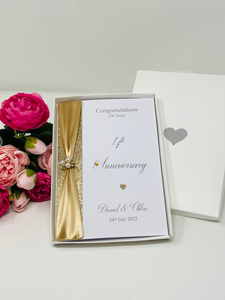 4th Anniversary Card - Linen 4 Year Fourth Wedding Anniversary Luxury Greeting Card Personalised