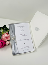 Load image into Gallery viewer, 15th Wedding Anniversary Card - Crystal 15 Year Fifteenth Anniversary Luxury Greeting Card Personalised

