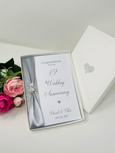 15th Wedding Anniversary Card - Crystal 15 Year Fifteenth Anniversary Luxury Greeting Card Personalised