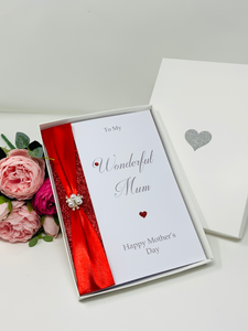 Mother's Day Card Special Sentimental Card for Mum With Gift Box Luxury Ribbon