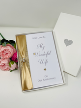 Load image into Gallery viewer, Wife Wedding Anniversary Card - Personalised Luxury Handmade Card

