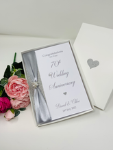 Load image into Gallery viewer, 70th Wedding Anniversary Card - Platinum 70 Year Seventieth Anniversary Luxury Greeting Card Personalised

