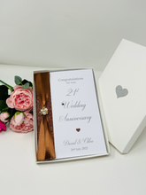 Load image into Gallery viewer, 21st Wedding Anniversary Card - Brass 21 Year Twenty First Anniversary Luxury Greeting Card, Personalised
