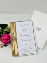 Load image into Gallery viewer, 39th Wedding Anniversary Card - Lace 39 Year Thirty Ninth Anniversary Luxury Greeting Card Personalised
