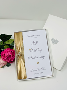 39th Wedding Anniversary Card - Lace 39 Year Thirty Ninth Anniversary Luxury Greeting Card Personalised