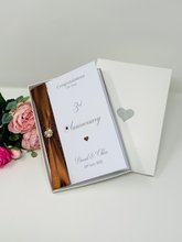 Load image into Gallery viewer, 3rd Anniversary Card - Leather 3 Year Third Wedding Anniversary Luxury Greeting Card Personalised

