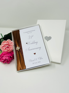 31st Wedding Anniversary Card - Timepiece 31 Year Thirty First Anniversary Luxury Greeting Card, Personalised