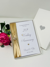 Load image into Gallery viewer, 20th Wedding Anniversary Card - China 20 Year Twentieth Anniversary Luxury Greeting Card, Personalised
