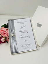 Load image into Gallery viewer, 23rd Wedding Anniversary Card - Silver Plate 23 Year Twenty Third Anniversary Luxury Greeting Card, Personalised
