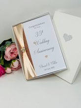 Load image into Gallery viewer, 35th Wedding Anniversary Card - Coral 35 Year Thirty Fifth Anniversary Luxury Greeting Card, Personalised
