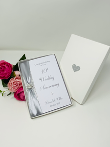 10th Wedding Anniversary Card - Tin 10 Year Tenth Anniversary Luxury Greeting Card, Personalised