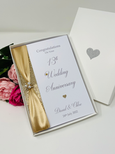 Load image into Gallery viewer, 13th Wedding Anniversary Card - Lace 13 Year Thirteenth Anniversary Luxury Greeting Card, Personalised
