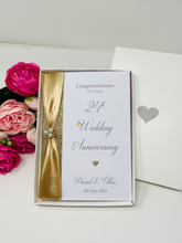 Load image into Gallery viewer, 24th Wedding Anniversary Card - Opal 24 Year Twenty Fourth Anniversary Luxury Greeting Card, Personalised
