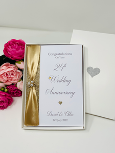 24th Wedding Anniversary Card - Opal 24 Year Twenty Fourth Anniversary Luxury Greeting Card, Personalised