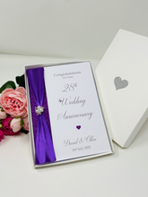 Load image into Gallery viewer, 28th Wedding Anniversary Card - Orchid 28 Year Twenty Eighth Anniversary Luxury Greeting Card, Personalised
