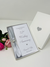 Load image into Gallery viewer, 32nd Wedding Anniversary Card - Lapis 32 Year Thirty Second Anniversary Luxury Greeting Card, Personalised
