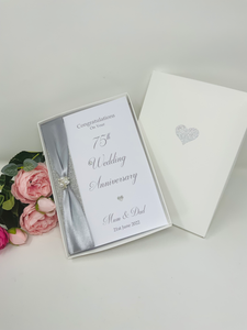 75th Wedding Anniversary Card - Diamond 75 Year Seventy Fifth Anniversary Luxury Greeting Card Personalised
