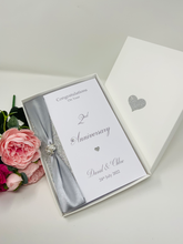 Load image into Gallery viewer, 2nd Anniversary Card - Cotton 2 Year Second Wedding Anniversary Luxury Greeting Card Personalised
