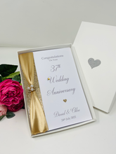 Load image into Gallery viewer, 37th Wedding Anniversary Card - Alabaster 37 Year Thirty Seventh Anniversary Luxury Greeting Card Personalised
