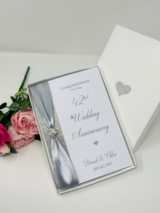 42nd Wedding Anniversary Card - Clock 42 Year Forty Second Anniversary Luxury Greeting Card Personalised