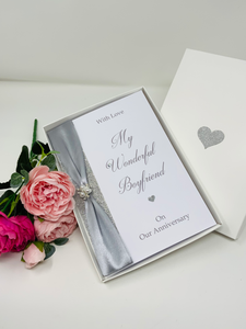 Boyfriend Anniversary Card - Personalised Luxury Handmade Card