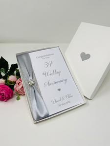 34th Wedding Anniversary Card - Opal 34 Year Thirty Fourth Anniversary Luxury Greeting Card, Personalised