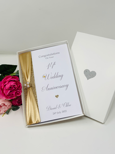 14th Wedding Anniversary Card - Ivory 14 Year Fourteenth Anniversary Luxury Greeting Card, Personalised