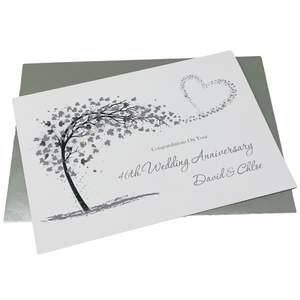 46th Wedding Anniversary Card - Games 46 Year Forty Sixth Anniversary Luxury Greeting Card, Personalised  - Sweeping Heart