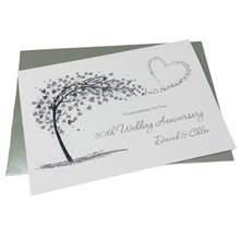 Load image into Gallery viewer, 60th Wedding Anniversary Card - Diamond 60 Year Sixtieth Anniversary Luxury Greeting Card Personalised - Sweeping Heart
