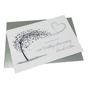 41st Wedding Anniversary Card - Office Decor 41 Year Forty First Anniversary Luxury Greeting Card Personalised - Sweeping Heart