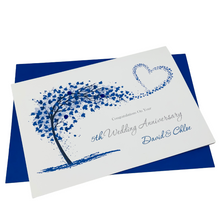 Load image into Gallery viewer, 5th Anniversary Card - Wood 5 Year Fifth Wedding Anniversary Luxury Greeting Card Personalised - Sweeping Heart
