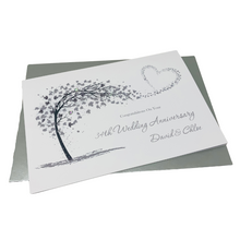 Load image into Gallery viewer, 34th Wedding Anniversary Card - Opal 34 Year Thirty Fourth Anniversary Luxury Greeting Card, Personalised - Sweeping Heart
