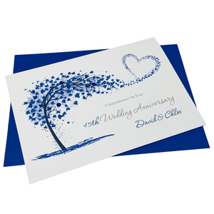 45th Wedding Anniversary Card - Sapphire 45 Year Forty Fifth Anniversary Luxury Greeting Card Personalised - Sweeping Heart