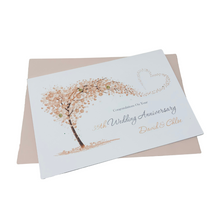Load image into Gallery viewer, 35th Wedding Anniversary Card - Coral 35 Year Thirty Fifth Anniversary Luxury Greeting Card, Personalised - Sweeping Heart
