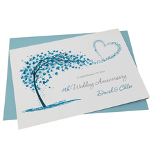 Load image into Gallery viewer, 4th Anniversary Card - Linen 4 Year Fourth Wedding Anniversary Luxury Greeting Card Personalised - Sweeping Heart
