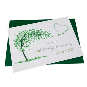 47th Wedding Anniversary Card - Garden 47 Year Forty Seventh Anniversary Luxury Greeting Personalised - Sweeping Heart