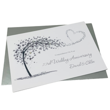 Load image into Gallery viewer, 23rd Wedding Anniversary Card - Silver Plate 23 Year Twenty Third Anniversary Luxury Greeting Card, Personalised - Sweeping Heart
