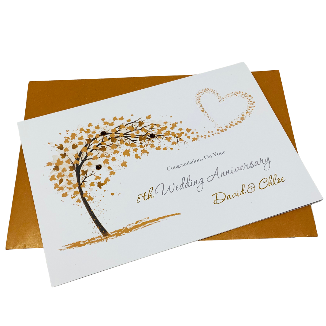 8th Anniversary Card Bronze 8 Year Eight Wedding Anniversary