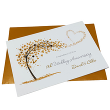 Load image into Gallery viewer, 8th Anniversary Card - Bronze 8 Year Eight Wedding Anniversary Luxury Greeting Card Personalised - Sweeping Heart
