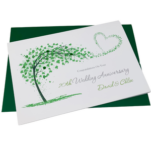 20th Wedding Anniversary Card - China 20 Year Twentieth Anniversary Luxury Greeting Card, Personalised - Sweeping Heart