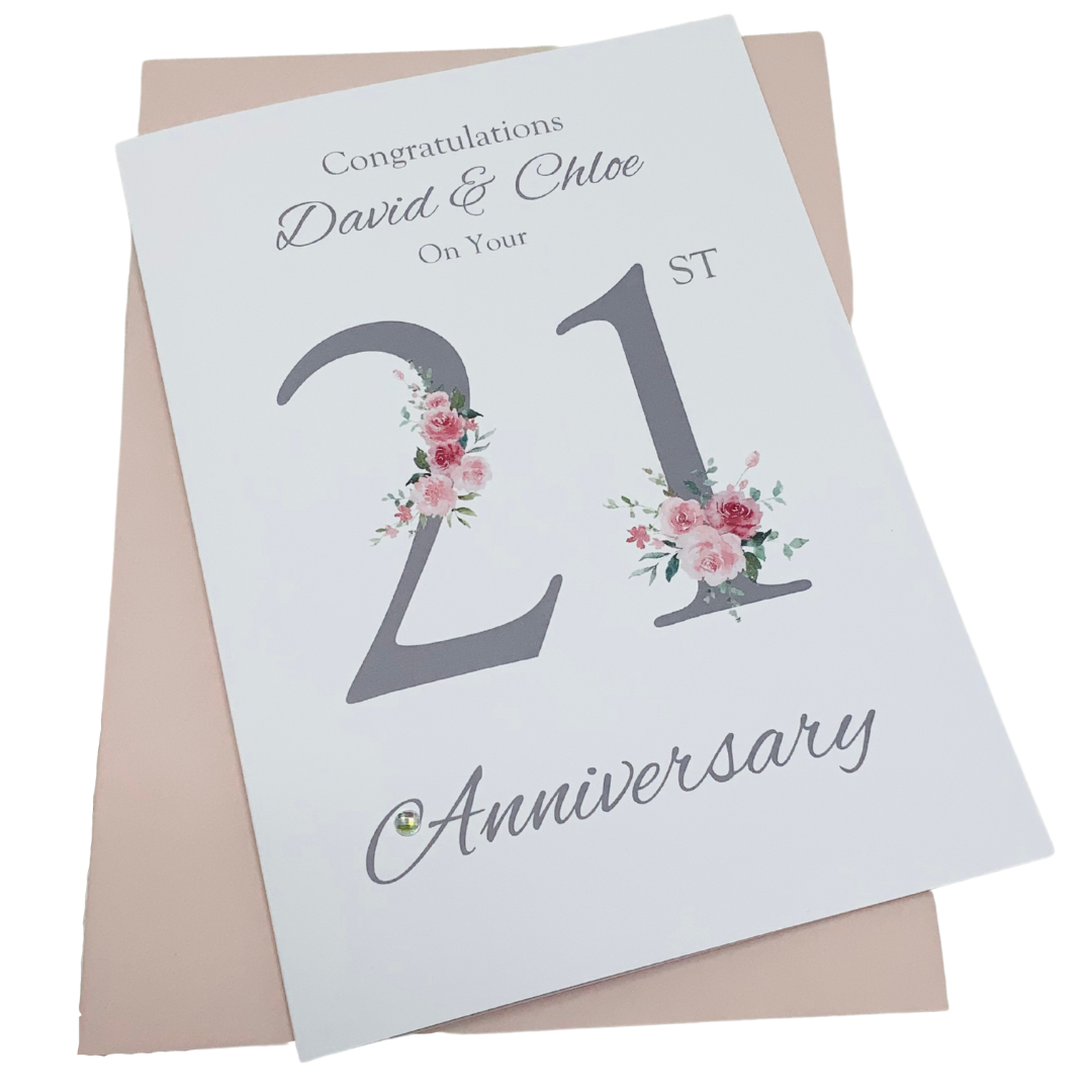 21st Wedding Anniversary Card Brass 21 Year Twenty First