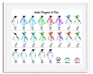 Penguin Family Watercolour Print - Design 1