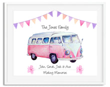 Load image into Gallery viewer, Retro Campervan Family Watercolour Print
