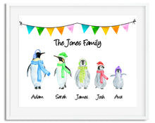 Load image into Gallery viewer, Penguin Family Watercolour Print - Design 1
